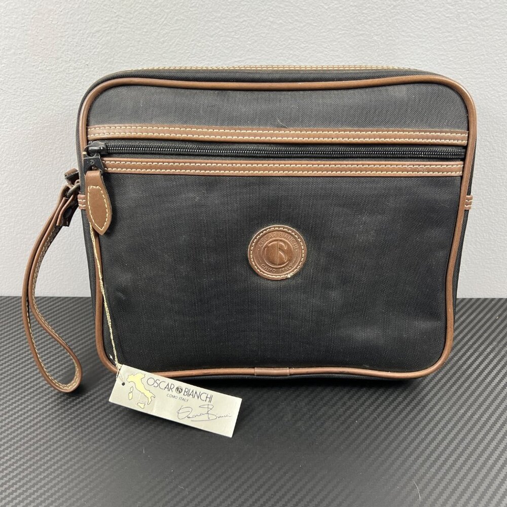 Oscar Bianchi NEW Men’s Toiletry Bag & Travel Tote Bag Combo Canvas &  Leather